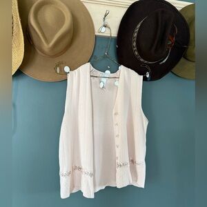 Vintage Koret Petites pale Pink Floral Embroidered Sweater Vest